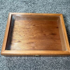Wood Display Case with Glass Top - Warm Brown